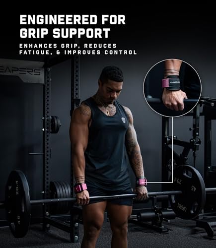 Gymreapers GripLink Lifting Straps – Heavy Duty D-Ring Weight Lifting Wrist Straps with Anti-Slip Silicone Grip Beads, Adjustable Support for Deadlifts, Powerlifting, Cable Machines & Gym Training - color: Pink