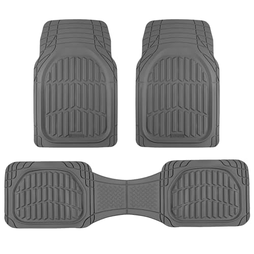 Motor Trend FlexTough LITE Rubber Car Mats Full Set - All Weather Floor Mats for Trucks, Cars & SUVs - Automotive Waterproof Gray Car Floor Mats for Cars Interior Accessories Universal Trim-to-Fit - color: Gray Lite, style: Full Set