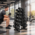 HANDBODE Rubber Coated Hex Dumbbell Set with A-Frame Rack, 100 lb - 600 lb Multiple Options Weight, Hexagon Non-Rolling Shape, Ergonomic Knurled Handle, Home Gym Equipment for Strength Training - style: 270 lb Set (Pair of 10, 15, 20, 25, 30, 35 lb) & Rac