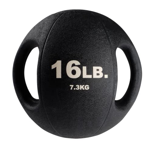 Body-Solid Exercise Medicine Balls, Heavy-Duty Non Slip Rubber Grip with Dual Handles Medicine Ball for Weights Training, Weightlifting & Core Workouts - size: 16 lb