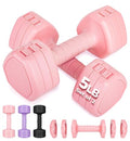 Adjustable Dumbbell Set of 2, 10LB 20LB 30LB Weight Set | Hand Weights for Women Men, Dumbbells for Home Gym Outdoor Exercise & Muscle Toning Weight Loss Rehab Strength Training - color: Pink, style: 10 lb, Pair-Rubber Handle