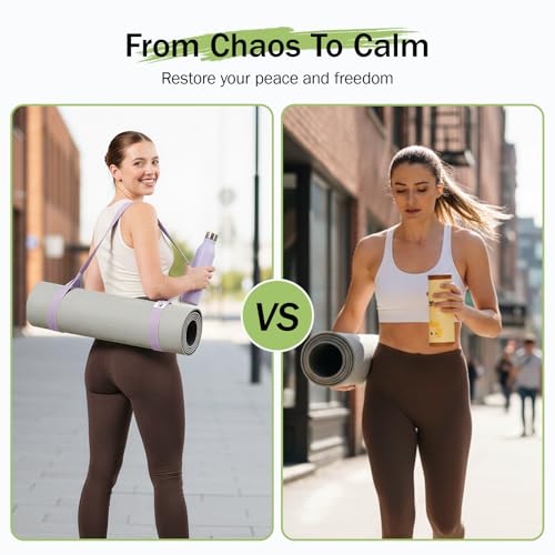 Slim Panda Yoga Mat Straps for Carrying, Adjustable Yoga Mat Carrier Sling Fits All Mats(Mat Not Included) - color: Lavender, size: 72 inches
