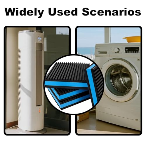 Heavy Duty Anti Vibration Pads - 3DSKY Mechanical Vibration Damping Pads 4"x 4" x 7/8" EVA Sound Isolation Mats for Air Conditioner, Compressors, HVAC, Washer Dryer, Treadmill (4 Pack)