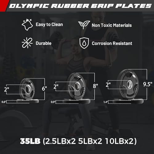 RitFit Barbell Weight Set - 4/6FT Olympic Barbell with Weight Plates (55-115LB Total) - Weightlifting Equipment for Squats, Curls, Deadlifts, Presses, Hip Thrusts - color: Black/Pink, size: 4FT With 35LB Plates