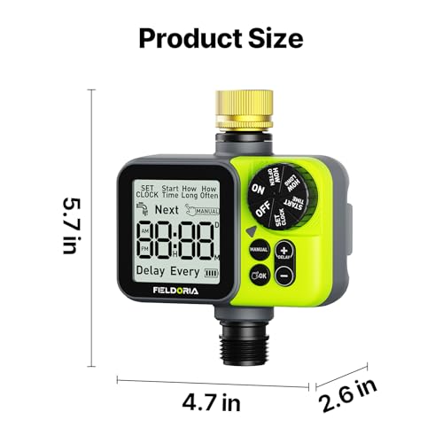 Sprinkler Timer, Brass Inlet Programmable Watering Timer for Garden Hose Fits 3/4” US Faucet, Outdoor Soaker Hose Timer w/Rain Delay/Manual/Automatic Watering, Drip Irrigation for Lawn Yard - color: Light Green