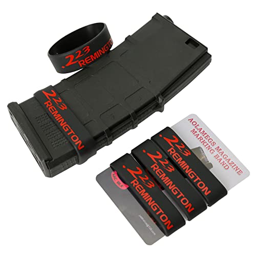 Aolamegs 5/10 Pack Magazine Bands - 5.56 Nato, 300 Blackout, 300 Subsonic, .223 Remington, .308 Winchester, 7.62x39 Magazine Marking Band, Durable Silicone Ammo Caliber Bands for Magazine Identification (2 Colors) - color: 223rem-blackred(5pcs)