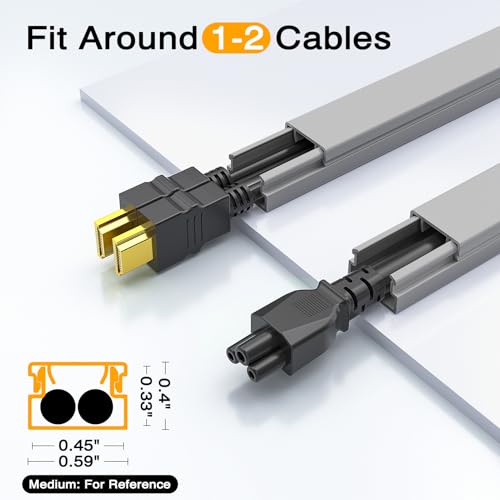 Delamu 157in Cord Covers for Wires on Wall, Cord Hider for 1 Cord, Paintable Cable Hider, Cable Management Wire Covers for Cords, W0.55 H0.4in, Grey - color: Grey, size: 157in L x 0.55in W x 0.4in H