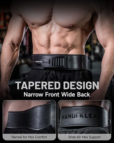 MANUEKLEAR Tapered Lever Weight Lifting Belt, 10MM Quick Locking Lever Belt Weightlifting Men, Lifting Belt Lever for Powerlifting & Deadlifts - color: Enigmatic Black, size: XL (39-45inches)