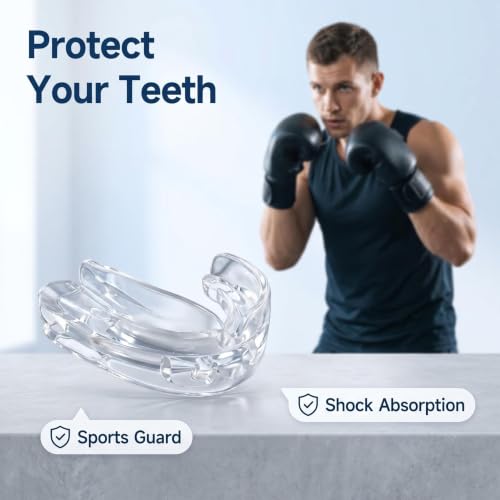 Mouth Guard for Sleep & Sports,No-Boil,3-in-1 | No-Boil 3-in-1 guard for night grinding & sports. Soft silicone,6 air vents, includes case.