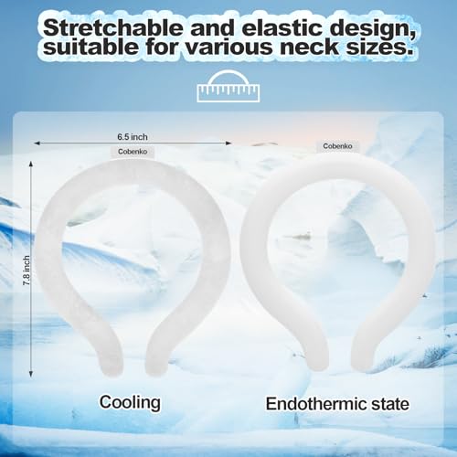 Neck Cooling Tube with Cold Insulated Bag,Reusable 18℃/64℉ Ice Neck Ring Wearable Body Cooler Products for Summer (White) - color: White