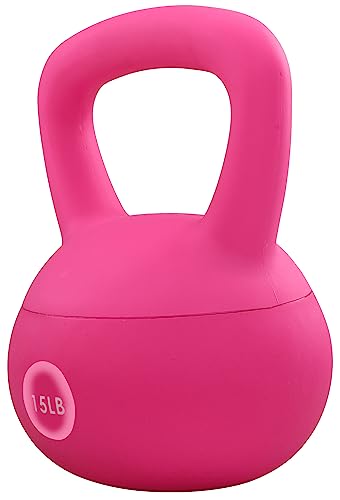 Signature Fitness Soft Kettlebells - Sea and Iron Sand Filled Weights for Women and Men - Color Coded Soft Vinyl Kettlebells, Multiple Sizes - style: C. 15-Pound