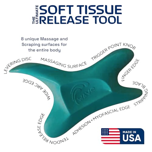 The Wave Tool, The Ultimate Soft Tissue Release All-in-One Ergonomic Scraper and Massage Bodywork Tool for Trigger Points, Muscle Pain, Scars, and Athletic Recovery, Made in USA (Deep sea Teal) - color: Deep Sea Teal