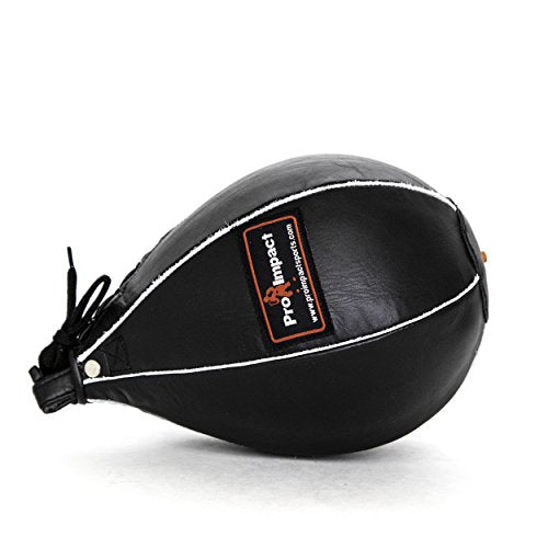 Leather Speed Bag – Rapid Rebound Pear-Shaped Punching Ball with Durable Latex Bladder for Boxing, MMA & Home Gym - color: Black, size: S - 6"x9"