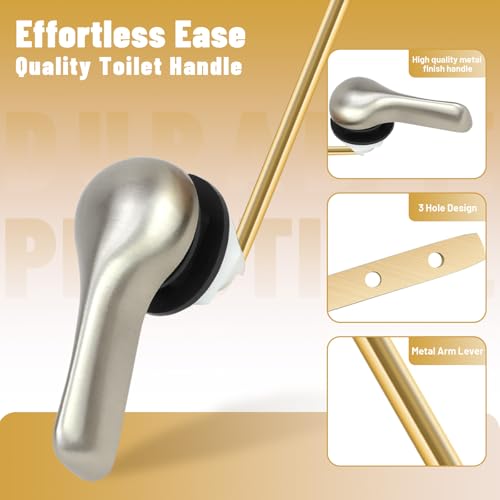 Lydia's Deal Toilet Handle Replacement Kit, Adjustable Front Mount Toilet Tank Flush Lever with Lock Nut, Fits Most Front-Mount Standard Toilets, Easy DIY Install, Toilet Repair Kit (Brushed Nickel) - color: Brushed Nickel