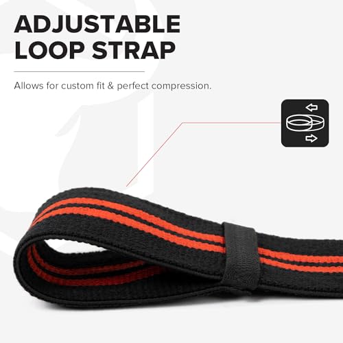 Elbow Wraps for Weightlifting (1 Pair) - 50" Elastic Elbow Braces for Weight Lifting - Elbow Support for Bench Press, Powerlifting, Fitness, & Gym Workout - Gym Elbow Straps Weightlifting - Elbow Compression Strap Brace - color: Black/Red