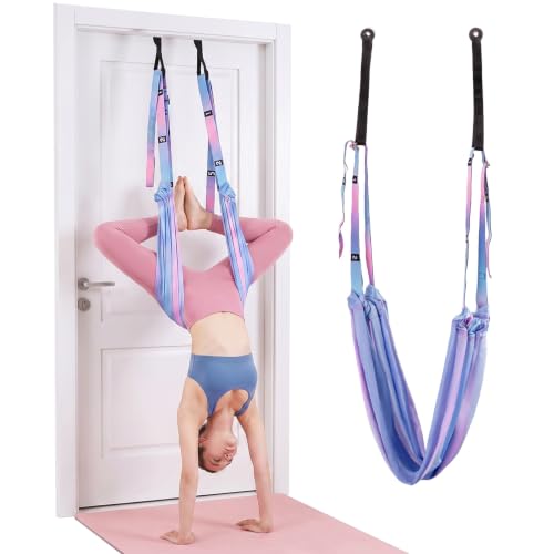 Leg Stretcher Strap - Yoga Stretching Strap,Yoga Door Swing,Backbend Training Rope with Door Anchor, Flexibility Trainer Stretching Equipment Assist Stretch Strap for Fitness Gymnastics Dance Aerial Ballet (purple) - color: colorful