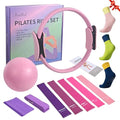 Pilates Ring and Ball Set with 5 Resistance Bands - Pilates Equipment for Home Workout - Magic Circle Pilates Ring 14 Inch to Tone, Sculpt and Strengthen - Fitness Ring for Yoga and Pilates