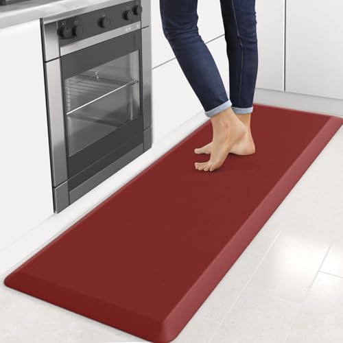 4/5 Inch Thick Kitchen Mats for Floor, StepRite Kitchen Rug for Standing Desk, Non-Slip, Thicker, Stain & Water Resistant, Comfort Anti Fatigue Floor Mat for Home, Kitchen, Office - Red,70 * 24'' - color: Red, size: 70"L x 24"W x 0.8"Th
