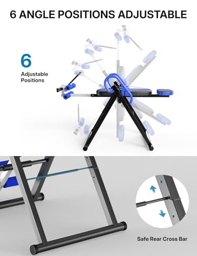 YOLEO Gravity Inversion Table for Back Pain Relief 2026 New Inversion Table w/Lumbar Support Easy to Assemble Back Stretcher Machine 300 lbs - color: W1-Blue