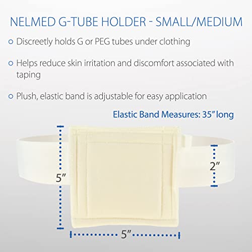 NelMed G-Tube Holder Belt for PEG & Feeding Tubes, Adjustable, Washable S/M | Securely holds G and PEG tubes without tape. Adjustable, washable and not made with natural rubber latex. - size: Small/Medium (30-45 Inch)