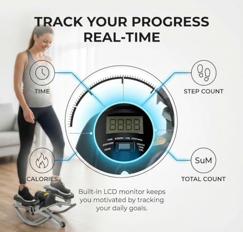 Lateral Rocking Fitness Stepper - Low-Impact Home Workout Machine for Knees & Joints with Digital Counter