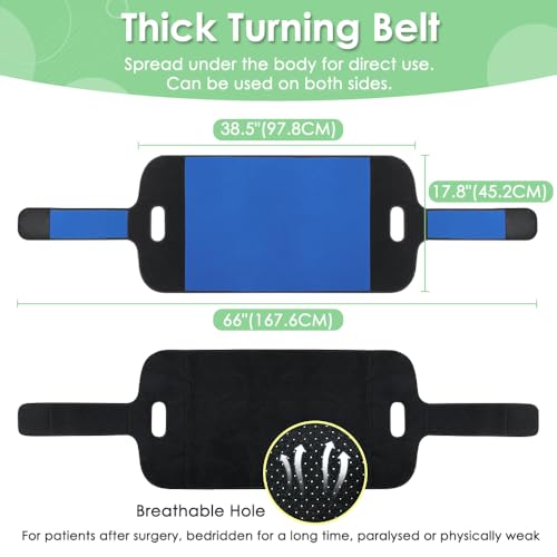 Patient Turning Device Transfer Belts For Lifting Seniors Medical Sling For Bedridden Elderly To Change Diaper Mobility Daily Living Assis Aids Nursing Sling With Handles For Bed Positioning (Blue)