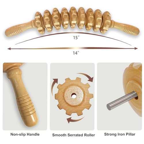 Manual Massage Stick, Curved Wooden Handheld Roller Trigger Point Massager for Fascia, Cellulite, Muscle & Abdomen, Body Therapy Massager, Belly Relief Tool, White - color: White