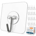 GLUIT Adhesive Wall Hooks for Hanging Heavy Duty 22 lbs Hooks for Walls No Drill, Towel Sticky Clear Hooks, Waterproof, Home, Bathroom, Kitchen, Office, and Outdoor 20 Pack - size: Medium, 20 pcs
