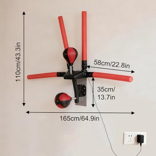 Smart Boxing Speed Trainer,Wall Mount Boxing Bar with 2 Speed Bag,Multifunction Machine with 4 Reaction Bar,2 Mode Setting Height Adjustable for Reaction Speed Stamina