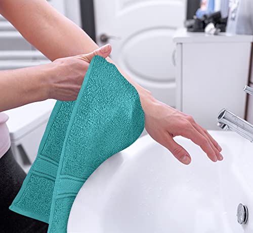 Utopia Towels 6 Pack Premium Hand Towels Set, 16 by 28 inches, 100% Ring Spun Cotton, Ultra Soft and Highly Absorbent 600GSM Towels for Bathroom, Gym, Shower, Hotel, and Spa, Turquoise - color: Turquoise, size: 6 Hand Towels