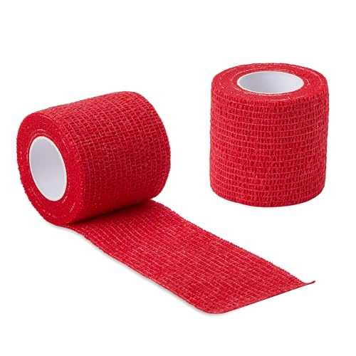 Sensi Wrap Grip Cover Sports Self Bandage Rolls 2-inch x 5-Yards 24pcs (Red) - color: Red