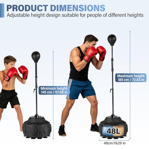 Cobras Reflex Bag Boxing Boxing Speed Bag with Stand 57-72in Height Adjustable Standing Punching Bags for Adults Speed Ball Kickboxing Bags for Training Stress Relief and Fitness