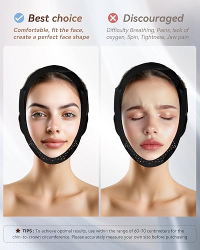 V-Line Sculpting Face Mask – Silicone Chin Strap for Jawline Tightening & Double Chin Reduction (23-27 Inches) Black - color: Matte Black