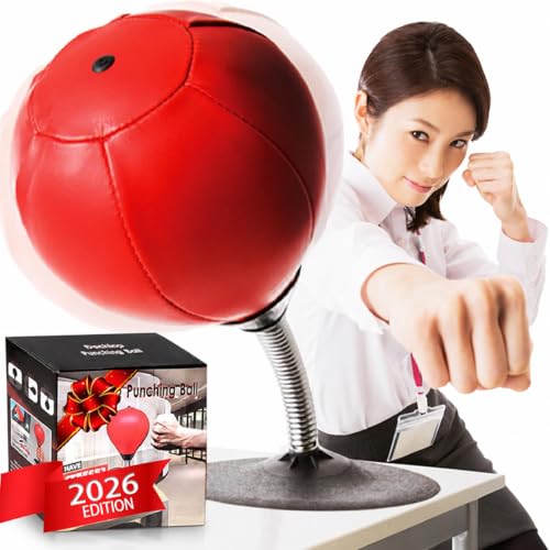 CozyBomB Desktop Punching Bag, Super Strong Suction Boxing Bag | Speed Balls Heavy Duty Stress Relief Boxing Bag, Cool Stuff for Office, White Elephant Gift for Boss or Coworker