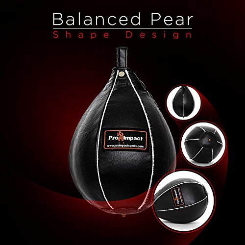 Leather Speed Bag – Rapid Rebound Pear-Shaped Punching Ball with Durable Latex Bladder for Boxing, MMA & Home Gym - color: Black, size: M - 7"x10"