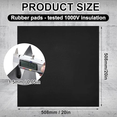 1 Pcs Electrical Rubber Mat 1000v Insulated, 20" x 20" High Voltage Electrical Safety Rubber Mat Non Slip Dielectric Floor Mats for Electrician Workshop Control Panel, Black - color: Black, size: 20" X 20" X 0.06"