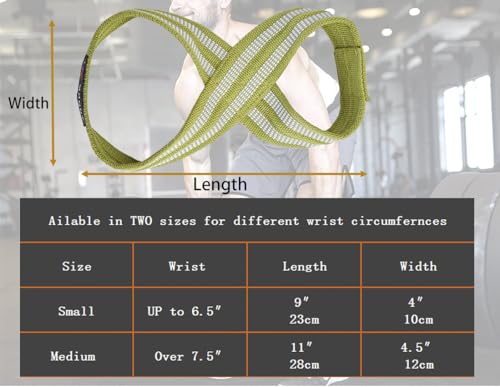 Figure 8 Lifting Straps for Deadlift,Weightlifting,Strongman,& Cross Training Strong Weightlifting Wrist Wraps - color: Green, size: Medium