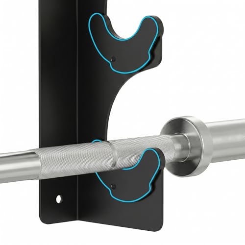 Tebery Wall Mount Barbell Rack, Heavy Duty Vertical Barbell Storage Holder for Curl Bars, Space Saving Home Gym Weight Hanger Organizer for Garage Gym Equipment