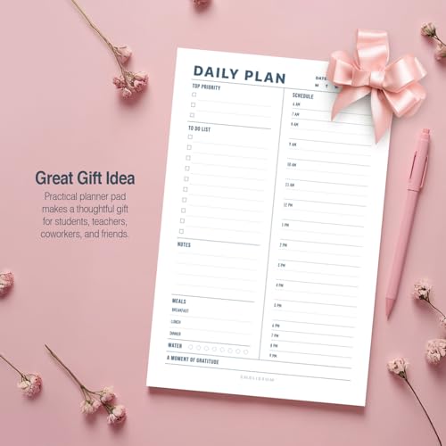 Daily Planner Notepad, 5.5 x 8.5" Tear-Off Pad – 70 Undated Sheets Focus-Enhancing Desktop Organizer with Hourly Schedule, To-Do List for Work, School (White, Minimalist, 2 Pack) - size: Minimalist, 2 Pack