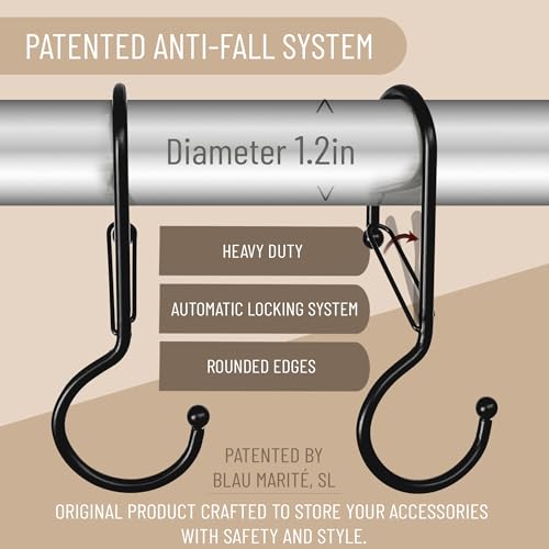 6 Purse Hanger for Closet. Tote Hanger. S-Shaped Hooks S Hooks Twist Design. Anti Drop S-Shaped Hook for Hanging Handbags with Safety Buckle to Prevent Falls. Heavy Duty. (Black, Twisted) - color: Black, size: Twisted
