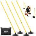 GHB Agility Poles 4 Pack 50" Sports Soccer Training Poles | Detachable Speed Training Equipment Football Accessories with Rubber Base - size: C.Rubber Base+Rebound Spring