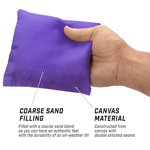 GoSports Classic Cornhole Bean Bags Set of 4-16 Colors Available - Regulation All Weather, Mix and Match - color: Purple