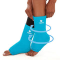 FOMI Hot Cold Ankle Foot Gel Ice Pack Wrap | 2 Pack | Premium Comfort 360 Degree Solid Gel Cooling Compression for Plantar Fasciitis, Heel Spurs, Achilles, Tendonitis, Sore Feet, Gout - color: Blue - 2 Pack