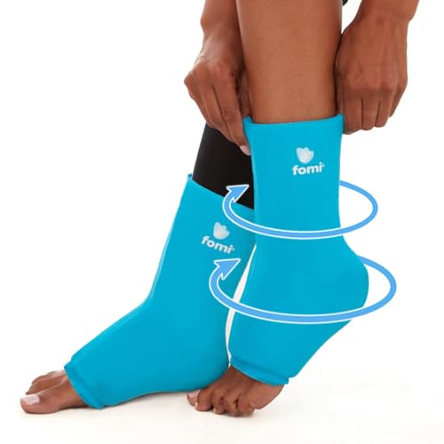 FOMI Hot Cold Ankle Foot Gel Ice Pack Wrap | 2 Pack | Premium Comfort 360 Degree Solid Gel Cooling Compression for Plantar Fasciitis, Heel Spurs, Achilles, Tendonitis, Sore Feet, Gout - color: Blue - 2 Pack