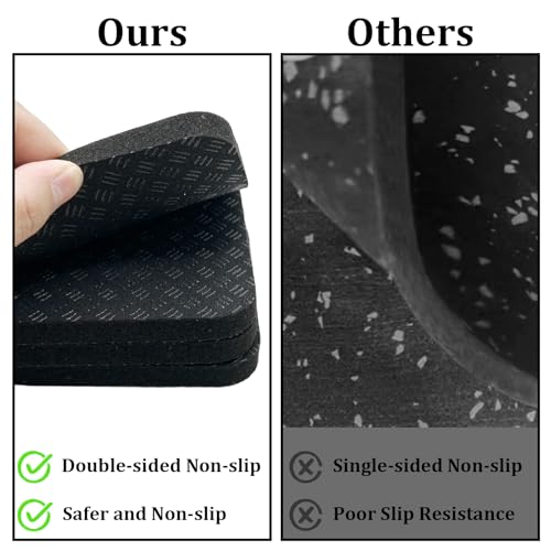 4PCS Anti-Slip Treadmill Mat Pads, 10MM Thick High Density Anti Vibration Walking Pad Mats, 4" x 4" Shock Absorbing Rubber Pads for Stationary Bike, Rowing Machine, Home Gym Floor Protection - size: 10MM - Square - 4PCS