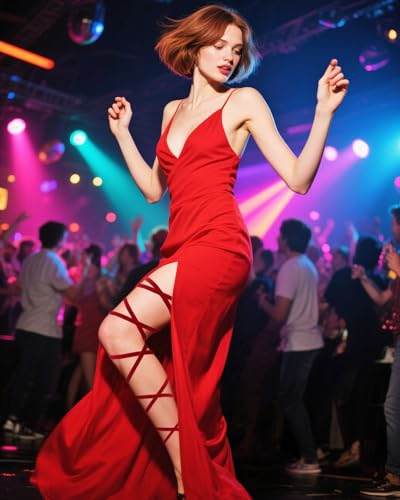 PENTA ANGEL Rave Leg Wraps Elastic Leg Grater Straps Legging Costume Accessories for Women Concert Festival Halloween Outfit - color: Red