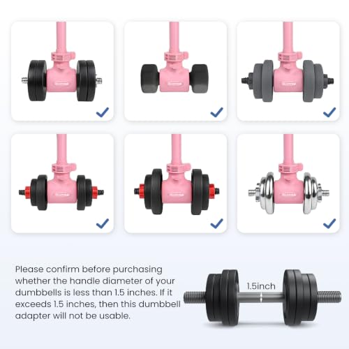 Pink Dumbbell to Barbell Converter 2.0 – Transform Dumbbells into Barbell Set for Home Gym, Adjustable Weight Bar with Anti-Slip Foam Grip, Steel Clamp & 200LB Max Capacity, Compatible with Standard Dumbbells