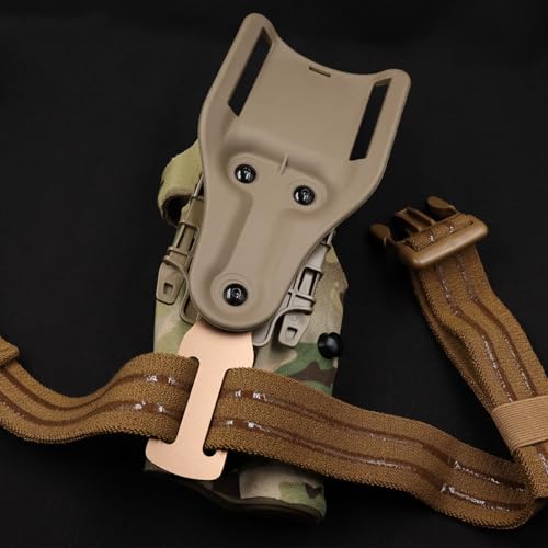 Tactical Leg Strap Drop Swivel Attachment for Holsters, Thigh Strap Belt for Leg Holster, with Quick-Release Buckle. - color: Leg Strap & Adapter-tan