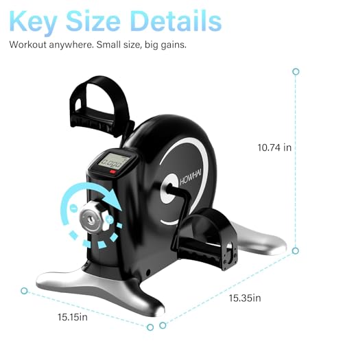 Under Desk Bike Pedal Exerciser, Mini Exercise Bike for Arm/Leg Exercise, Portable Peddler with LCD Display