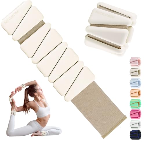 BECOJADDE Ankle Weights for Women Wrist Weights Set of 2 (1 lb/2 lb Each) Adjustable Arm Leg Weight for Womens Men Suitable for Walking Swimming Running Pilates Yoga Gym - color: Milky Apricot, size: 2lb Pair (1lb Each)
